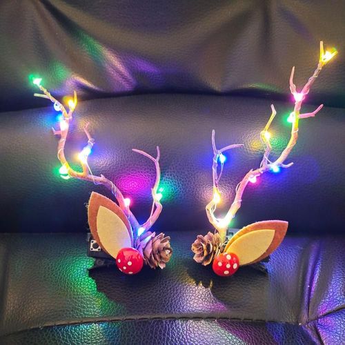 1 Paire Nouveau Nol Coiffe Bois pingle  Cheveux Simulation Branche Enfants Lumineux Pince  Cheveux Bandeau Cadeau De Nol Fte