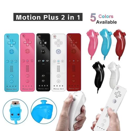 1 Paire Tlcommande Compatible Nintendo Wii Console Manette De Jeu Sans Fil Contrleur Nunchuck Tlcommande Joystick Joypad Motion Plus Rr With Mp