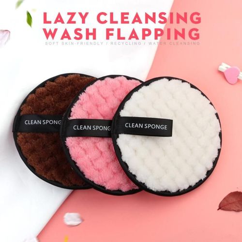 1 Pc Doux Fiber Demaquillant Pad Reutilisable Visage Nettoyage Eponge En Peluche Bouffee Visage Soins De La Peau Tissu Serviette Cosmetique Bouffee