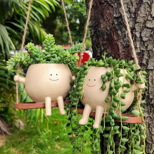 1 Pcs Pot De Jardinire  Visage Pivotant Cache Pot En Visage | Pots Plants Succulentes Suspendus | Pot De Fleurs Avec Un Design De Visage Unique Pot De En Rsine