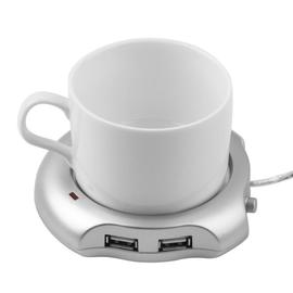 1 pcs Worldwide Beverage Silver Cup 4 Port USB Hub + bouilloire