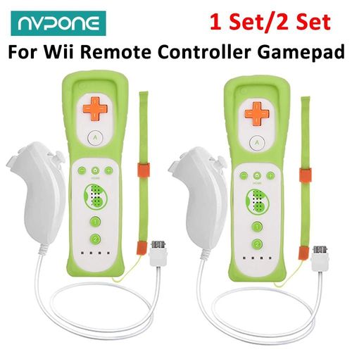 1 Pices/2 Pices Contrleur Pour Wii Tlcommande Manette Intgr Mouvement Plus Contrle Pour Wii/Wii U Console Sans Fil Game Pad Green Red- 2 Set