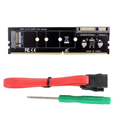 1 Set DDR4  M.2 SATA Adaptateur Riser Mmoire DDR4 DIMM  M.2 NGFF SSD B Cl 15Pin Puissance 7Pin Port SATA Pour Carte Mre