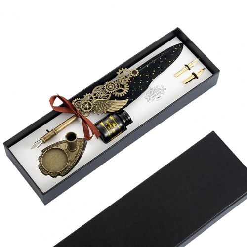 1 Set Plume D'encre Ensemble Scintillant Signature Plume D'encre Set Stylo Cadeaux Bote  Dessin D'criture Papeterie cole Fournitures D'art