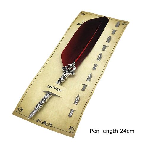 1 Set Stylo Plume Avec 5 Plume Encre Plume Vintage Plume De Calligraphie Pour L'cole De Bureau Accessoires