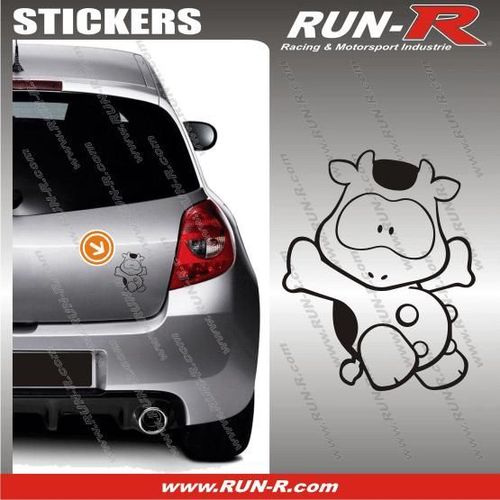 1 Sticker Vache Cool 12 Cm - Noir