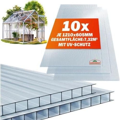 10/14x Plaques De Polycarbonate 6/4mm 1210x605mm Panneau Alvolaire Serre De Jardin Plaque Double Paroi Set De 10 6 Mm