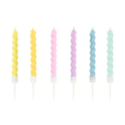 10 Bougies Torsades Cire 8.5cm Couleurs Pastels