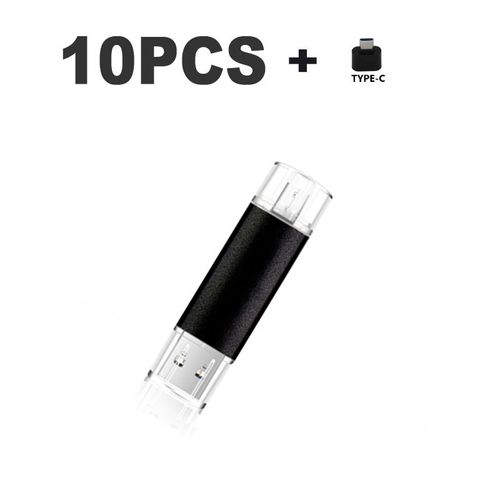 10 cls USB 2.0 OTG 3 en 1,support  mmoire de 32GB 64GB 128GB 256GB,Micro lecteur Flash type-c,cadeau - Type Black-2GB