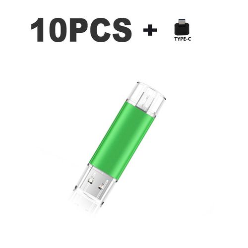 10 cls USB 2.0 OTG 3 en 1,support  mmoire de 32GB 64GB 128GB 256GB,Micro lecteur Flash type-c,cadeau - Type Green-128MB