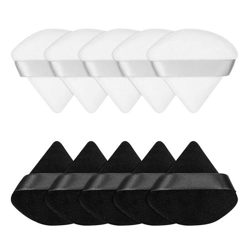 10 Houppettes  Poudre Triangulaires Souples  Lavables, Ergonomiques Et Multifonctions Pour Poudre Libre Et Fond De Teint