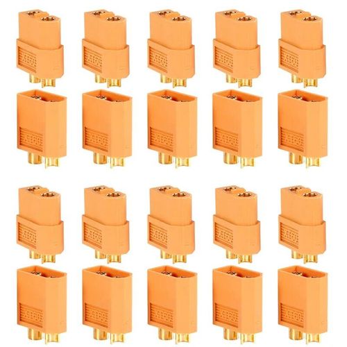 10 Paires Xt60 Jaune - Connecteur Balle Pour Drone De Course Rc, Compte 60, Compte 30, Mle, Femelle, Multirotor, Avion, Hlicoptre, Fpv
