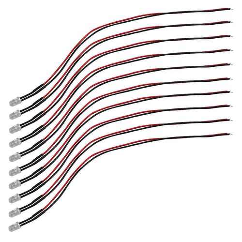 10 Pcs 5mm - Filaire Diffus Led Diodes Lumire 20ma Dc 3-6v Blanc