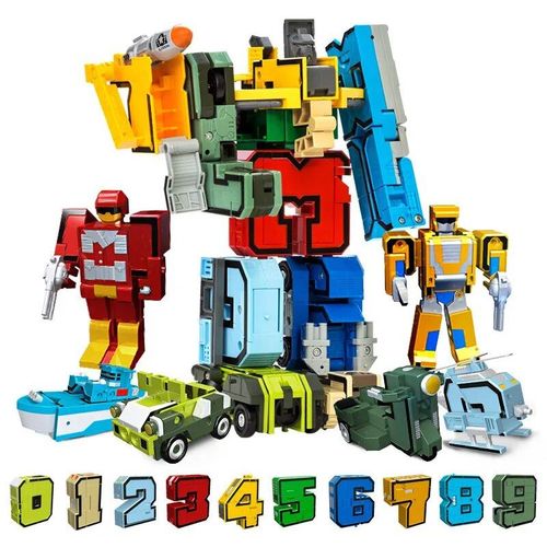 10 Pcs - Blocs ducatifs Cratifs Pour Enfants, Bricolage, Assemblage, Transformation Des Chiffres, Robot Jouet Pour Enfants