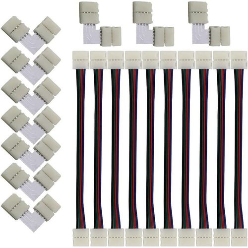 10 Pcs Connecteurs De Bande Led 5050 Rgb En Forme 10 Mm, 10 Pcs L Raccord D'angle De Raccord Rapide Led, Ce Kit Est Facile  Installer Et Facile  Appliquer.