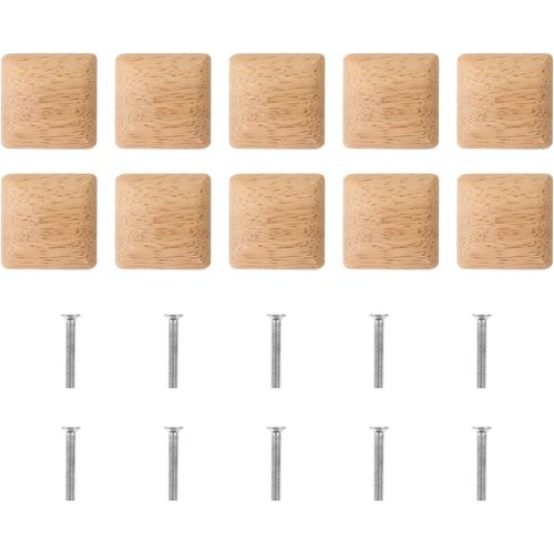 10 Pices Carr Bois Boutons En Bois Cabinet Poignes Armoire Pull Boutons De Commode Placard Meubles Poignes Hardware[Jia5286119]