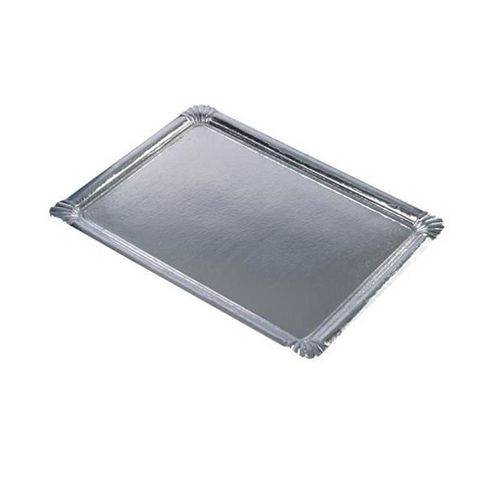 10 Plateaux Carton Argent 34 X 45 Cm