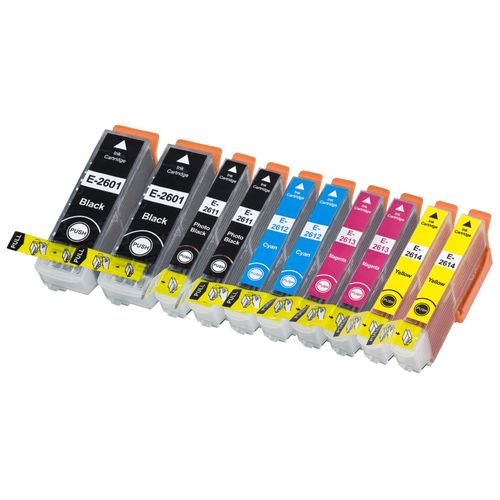 10 X Cartouche D'encre Avec Puce Compatible Epson 26, 26xl, C13t26164010, C13t26364010 Pour Imprimantes  Expression Premium Xp-600, Expression Premium Xp-610, Expression Premium Xp-510, Expression