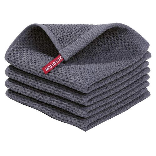 100% coton gaufr armure torchons de cuisine, linges  vaisselle absorbants  schage rapide ultra doux gris fonc
