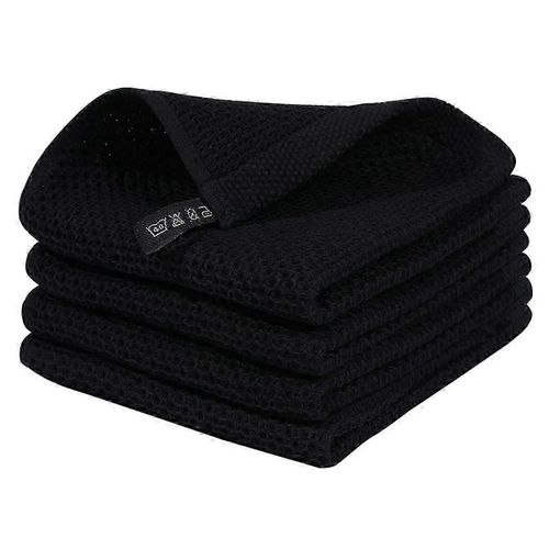 100% Coton Gaufr Armure Torchons De Cuisine, Linges  Vaisselle Absorbants  Schage Rapide Ultra Doux Noir
