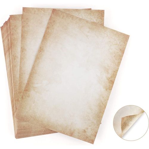 100 Feuilles De Papier D'criture Avec Motif Vieux Papier Din A4 Absofine Impression Offset