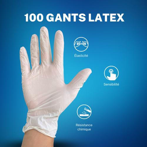 100 Gants Latex Non Poudrs - Taille S - 1 Boite De Gant Jetable - Qualit Professionnelle - Usage Mdical, Agroalimentaire, Scientifique, Hygine Et Soins