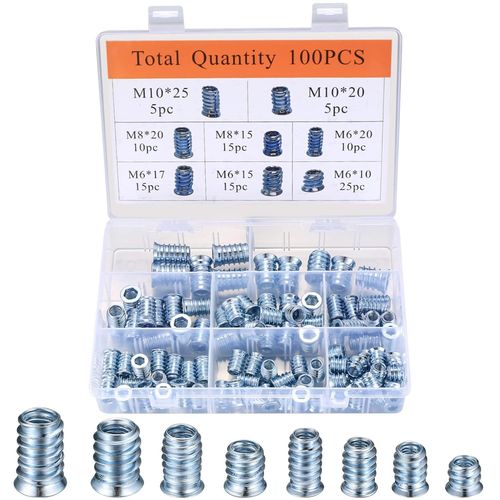 100 Pices Manchons  Visser, Vis  Tte Fraise, M6/M8/M10 Boulons  Visser Avec Insert  Visser, Insert crous  Visser Filet  Six Pans Creux Pour Meubles Bois