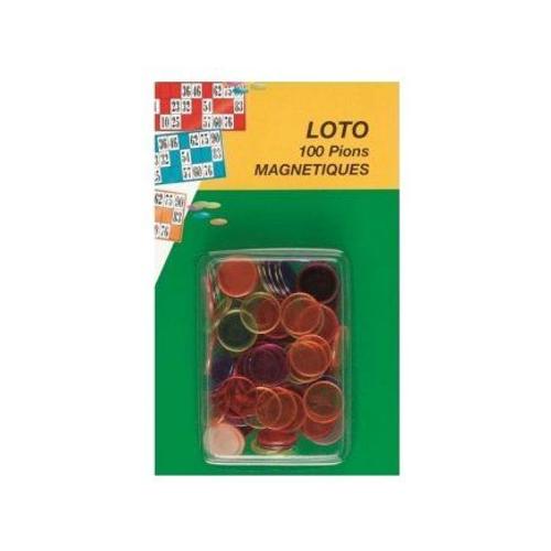 100 Pions Magnetiques De Loto Pour Carton - Transparent Fluo, Multicolore - Jetons Aimants, Pions Marquage - Set Accessoire Et Carte