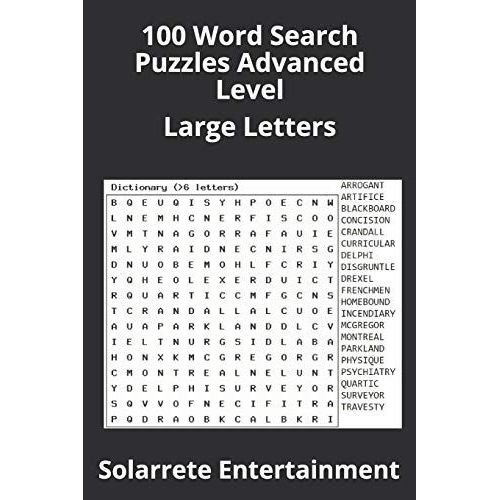 100 Word Search Puzzles Advanced Level: Large Letters    Format Broch 
