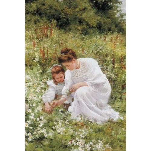 1000-015 Child And Mother Picking Daisy 1000 Piece (Japan Import)