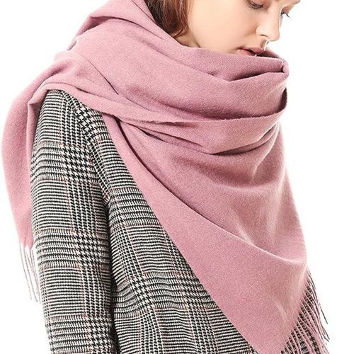 Echarpe Pashmina En Laine Cachemire Femme Épaisse Et Douce - Rose Caoutchouc Goodnice