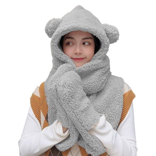 Chapeau D'hiver Chaud En Peluche De Dessin Animé Pour Filles En Gris Goodnice