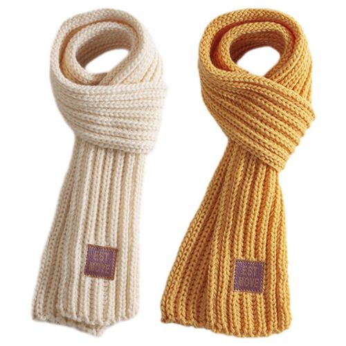 Lot De 2 Écharpes Tricotées Chaudes Pour Enfants, Cache-Cou D'hiver, Beige + Jaune, Doux Goodnice