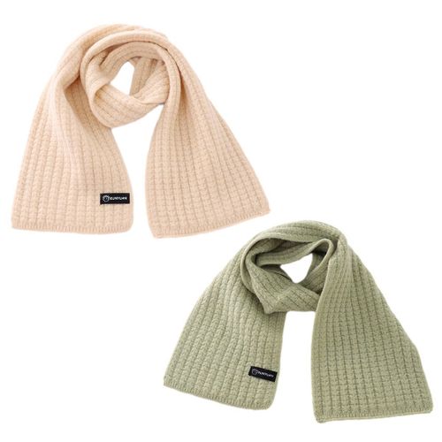 Lot De 2 Écharpes Tricotées Pour Enfants, Beige Chaud + Vert Clair, Pour L'extérieur Goodnice