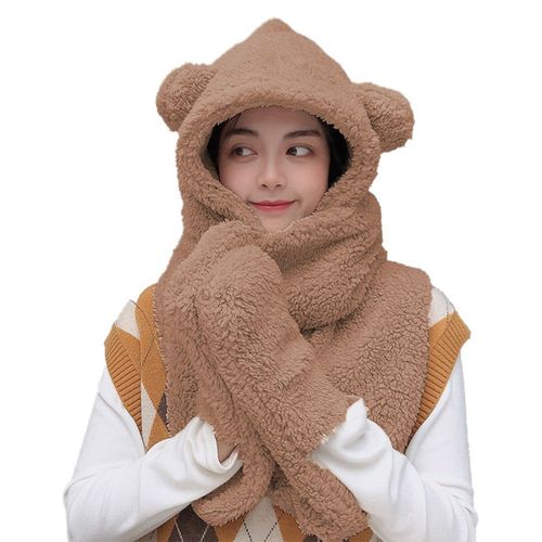 Chapeau D'hiver Chaud En Peluche De Dessin Animé Pour Filles En Marron Goodnice