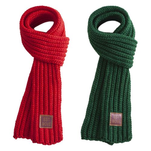Écharpes Tricotées Chaudes D'hiver Pour Enfants 2 Pièces, Écharpe Chaude, Cache-Cou, Rouge + Vert Goodnice