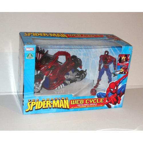 Spiderman Moto Lance Missiles + Figurine Spider-Man Articulé 12 Cm Toy Biz