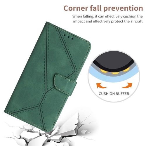 Étui Pour De Téléphone Pour Iphone 15 Pro Max Couture En Relief Tpu De Haute Qualité Portefeuille En Cuir Cuir Pu Doux - Vert
