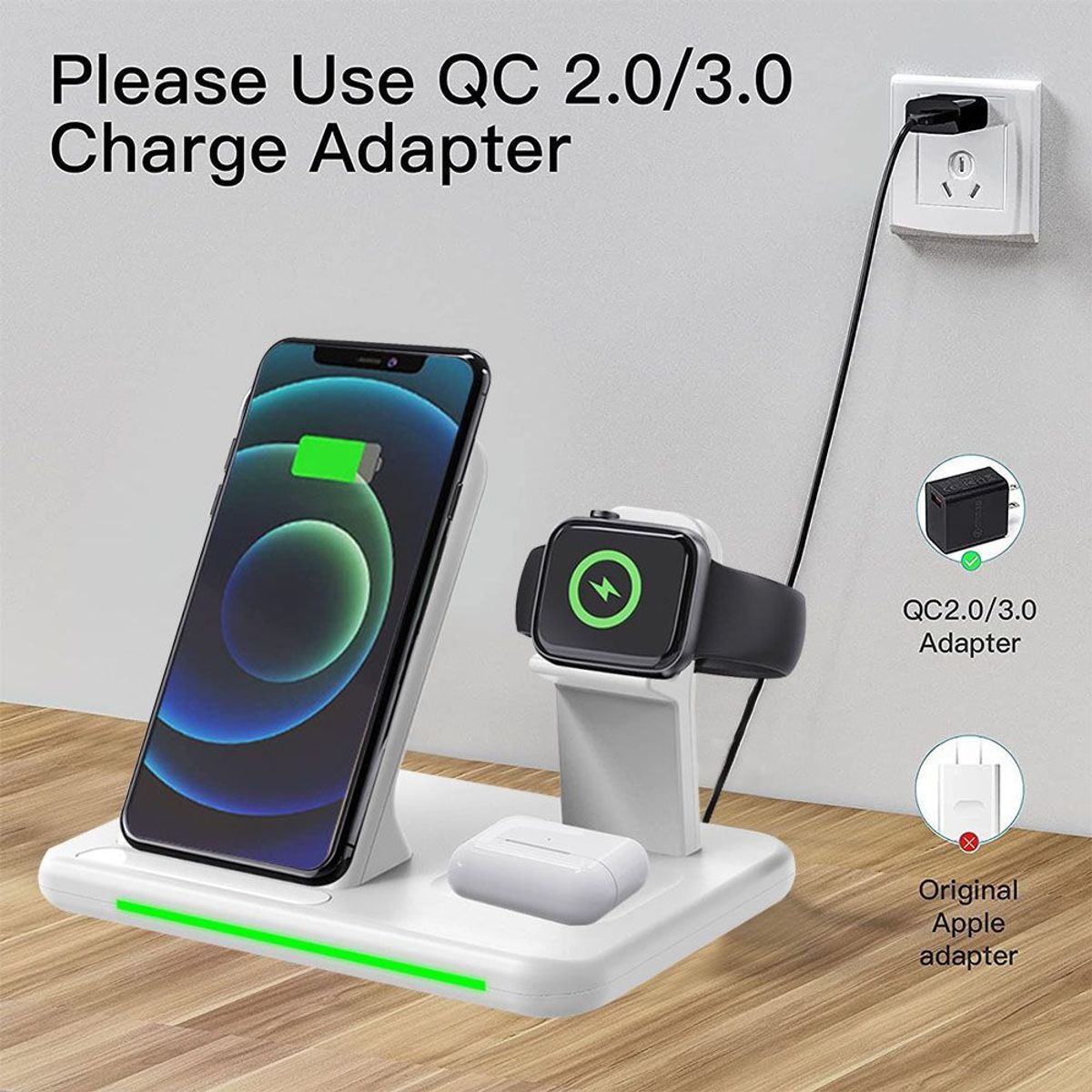 Station De Recharge Inductive 4 En 1, Chargeur Sans Fil, 15w... - 8