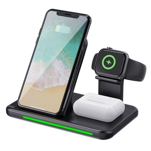 Station De Recharge Inductive 4 En 1, Chargeur Sans Fil, 15w Sans Fil Noir Goodnice