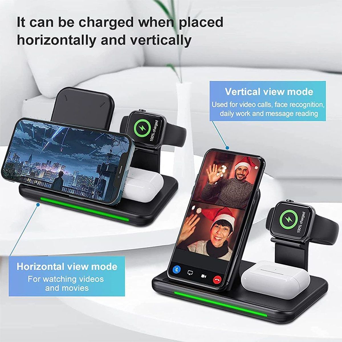 Station De Recharge Inductive 4 En 1, Chargeur Sans Fil, 15w... - 8