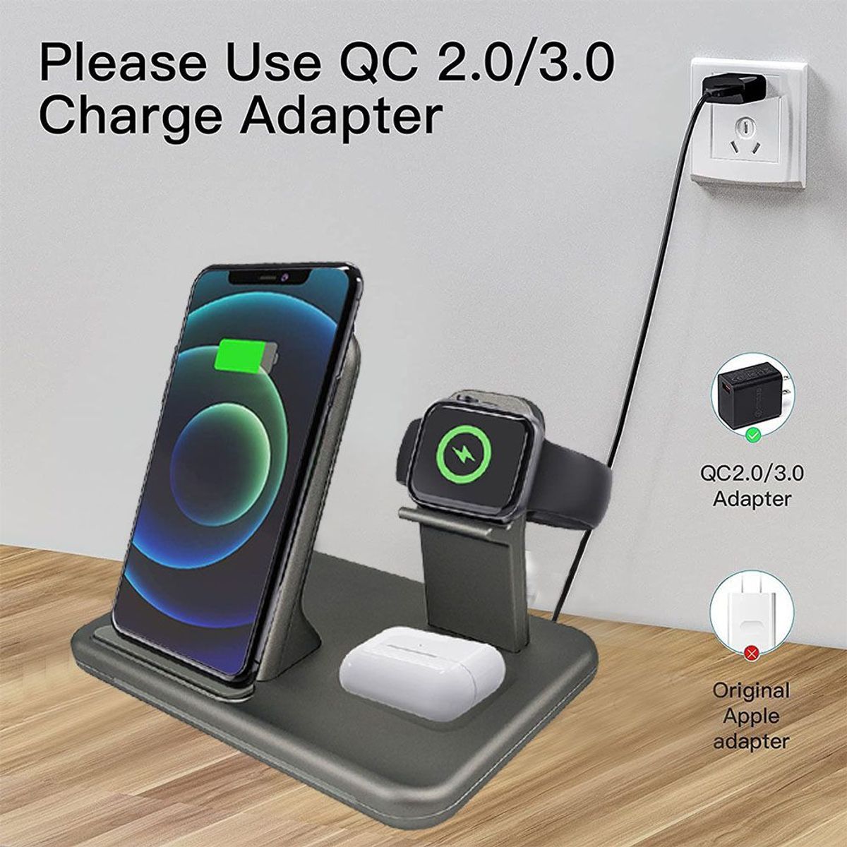 Station De Charge Inductive 4 En 1, Chargeur Sans Fil, 15w S... - 8