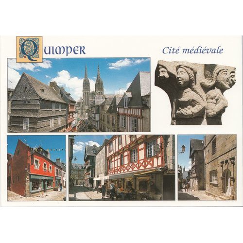 Quimper, " La Rue Kéréon Et La Cathédrale Saint-Corentin, La Maison Des Têtes (Rue Du Guéodet) Et Les Vieux Quartiers ", Finistère.