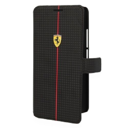 Etui Ferrari Série "Formula One" Aspect Carbone À Rabat Latéral Noir Pour Htc One Max