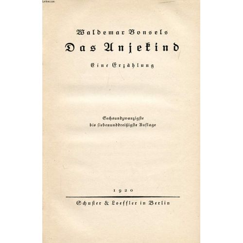 Das Anjekind, Eine Erzählung