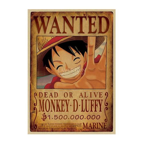 One Piece Poster Luffy Wanted Zoro Nami Franky Wall Decor Prints Vintage Kraft Paper  52x36cm