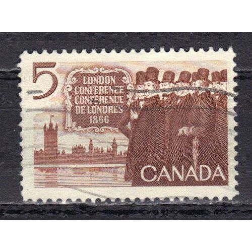 Canada 1966 : Centenaire De La Conférence De Londres - Timbre 5 C. Brun-Rouge Oblitéré