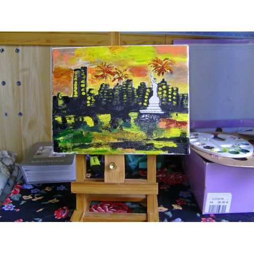Tableau  New York By Night/  Peinture Huile Et Acrylique /Cotdrouot