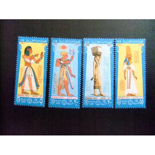 Egipto - Egypte - Egypt - Uar - 1969 - Yvert Nº 737 / 740 ** Mnh Dia Del Sello - Costumes Pharaoniques