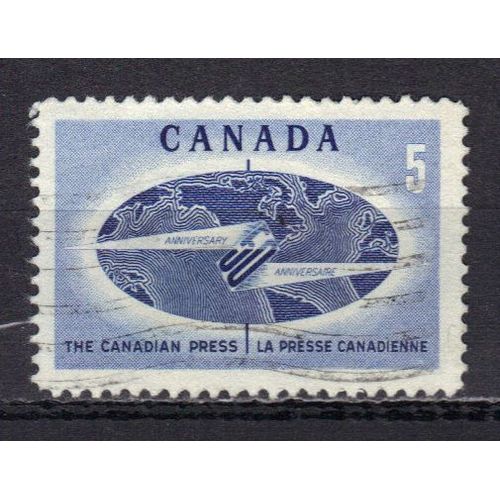 Canada 1967 : Cinquantenaire De L'agence "La Presse" Canadienne - Timbre 5 C. Bleu Oblitéré